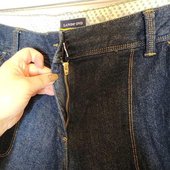 Lands' End Lined Cargo Jeans Darkwash Straight 7 Pockets Size 14 - Picture 12 of 16